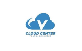 V cloud logo design inspiration. Vector letter template design for brand.