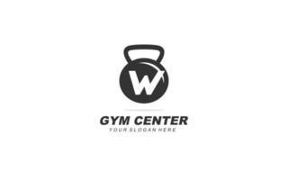 W gym logo design inspiration. Vector letter template design for brand.