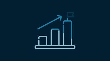 Business, Finance and dollar symbol icon isolated on blue background. business growth chart sign. 4K Video motion graphic animation