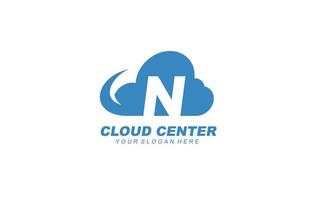 N cloud logo design inspiration. Vector letter template design for brand.