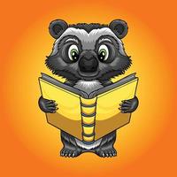 Skunk  Cartoon Reading Book logo vector