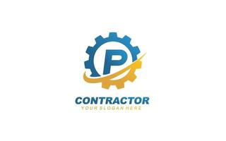 P Engineering logo design inspiration. Vector letter template design for brand.