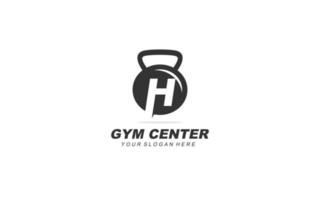 H gym logo design inspiration. Vector letter template design for brand.