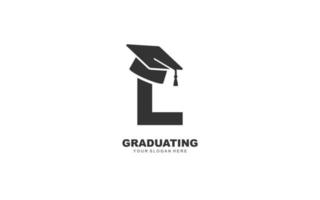 L graduation logo design inspiration. Vector letter template design for brand.