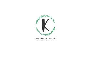 K beauty floral logo design inspiration. Vector letter wedding template design for brand.