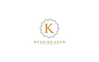 K beauty floral logo design inspiration. Vector letter wedding template design for brand.