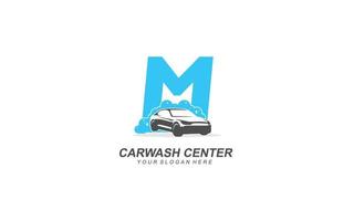 M Car wash logo design inspiration. Vector letter template design for brand.