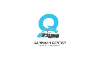 Q Car wash logo design inspiration. Vector letter template design for brand.