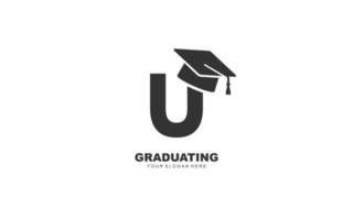 U graduation logo design inspiration. Vector letter template design for brand.