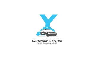 y coche lavar logo diseño inspiración. vector letra modelo diseño para marca.