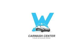 W Car wash logo design inspiration. Vector letter template design for brand.