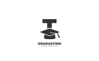 T graduation logo design inspiration. Vector letter template design for brand.