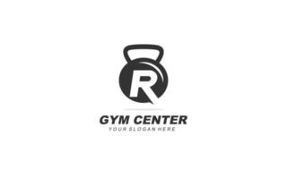 R gym logo design inspiration. Vector letter template design for brand.