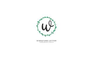 W beauty floral logo design inspiration. Vector letter wedding template design for brand.