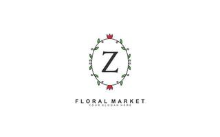 Z beauty floral logo design inspiration. Vector letter wedding template design for brand.