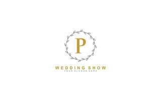 P beauty floral logo design inspiration. Vector letter wedding template design for brand.