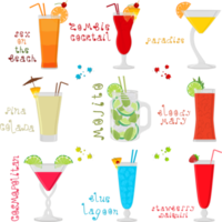 divers cocktails d'alcool naturel savoureux et sucrés png