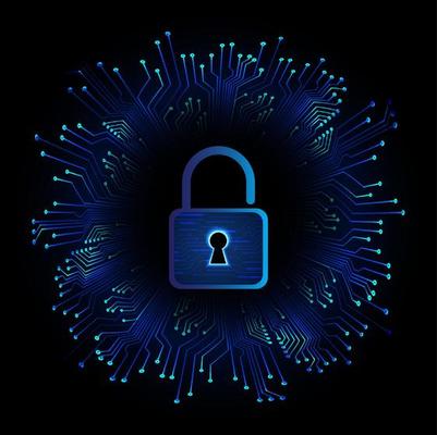 Modern Cybersecurity Technology Background with padlock
