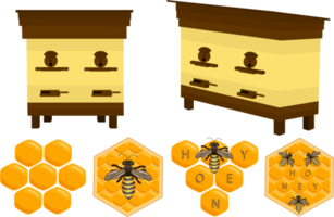 Beehive different size for bees honeycomb png