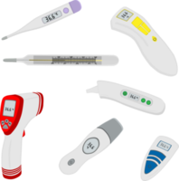 big set different types of thermometers for hospital png
