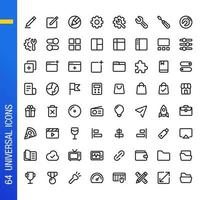 Universal essential UI UX icon set in outlined style. Suitable for design element of user interface, operating system navigation, and app icon. vector