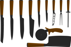 big set different types knives different size for butcher png