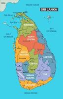 Sri Lanka Map With District Names vector