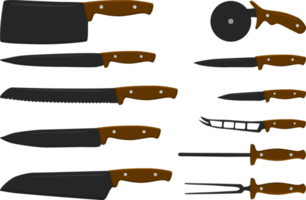 big set different types knives different size for butcher png