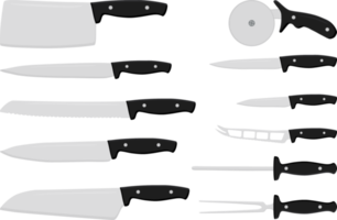 big set different types knives different size for butcher png