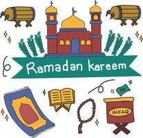 Cute hand drawn ramadan doodle clip art vector illustration