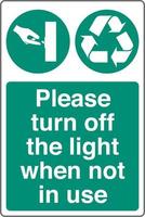 Recycling Waste Management Trash Bin Label Sticker Save Energy Sign Please turn off the light when not in use vector