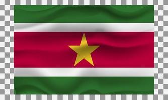 Suriname 3d flag state symbol isolated on background national banner. Greeting card National Independence Day of the Republic of Suriname. Illustration banner with realistic state flag. vector