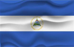 Flag nicaragua wave 3d ralistic flag vector