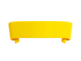 Ribbon text banner 3d render - yellow glossy rolled double tape for sale or promotion message. png