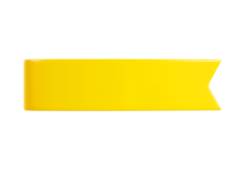 Yellow ribbon banner 3d render illustration - simple text tag or label for sale and promotion message. png