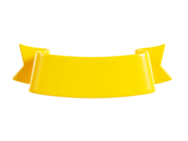 Yellow ribbon banner 3d render - illustration of glossy text box for title sign or advertising message. png
