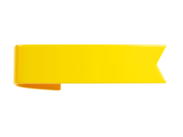 Yellow ribbon banner 3d render illustration - simple text tag or label for sale and promotion message. png