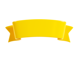 Yellow ribbon banner 3d render - illustration of glossy text box for title  sign or advertising message. 21254726 PNG
