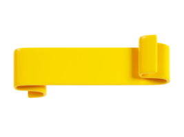 Yellow ribbon banner 3d render - illustration of glossy rolled text box for title sign or advertising message. png