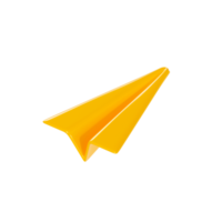 papier avion 3d rendre - dessin animé Jaune origami avion icône pour email ou Nouveau message concept. png