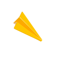 papel avião 3d render - desenho animado amarelo origami avião ícone para o email ou Novo mensagem conceito. png