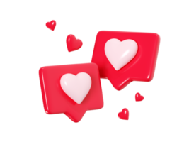 Pareja amor conversacion - 3d hacer ilustración de dos habla burbujas con corazón para romántico enamorado día charlar. png