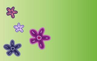 Gradient background with cute colorful flowers vector illustration.