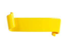 fita texto bandeira 3d render - amarelo lustroso enrolado Duplo fita para venda ou promoção mensagem. png