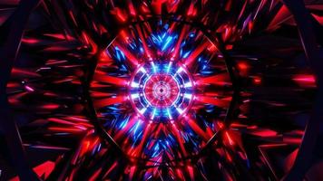 sci-fi röd lila ligh abstrakt bakgrund reflexion cirkel tunnel lysande rotera vj slinga 4k video