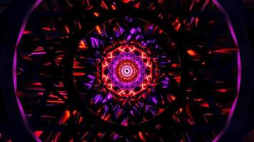 sci-fi vj loop reflection circle tunnel glowing rotate purple red light abstract background.4k video