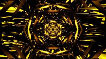 vj loop yellow sci-fi tunnel 3d reflection abstract background. High quality 4k footage video