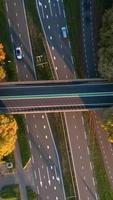 Aerial view of traffic traveling on roads video