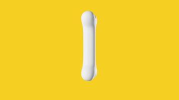 Rotating white bone on a yellow background looped 3d render animation video