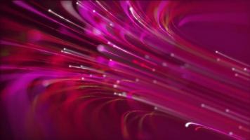 digitaal gegevens stromen beweging achtergrond animatie met een snel in beweging stroom van roze vezel optiek licht gegevens knooppunten en deeltjes. deze abstract modern technologie achtergrond is vol hd en een naadloos lus. video